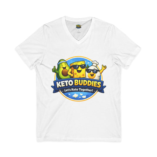 Buddies White Short Sleeve V-Neck Tee